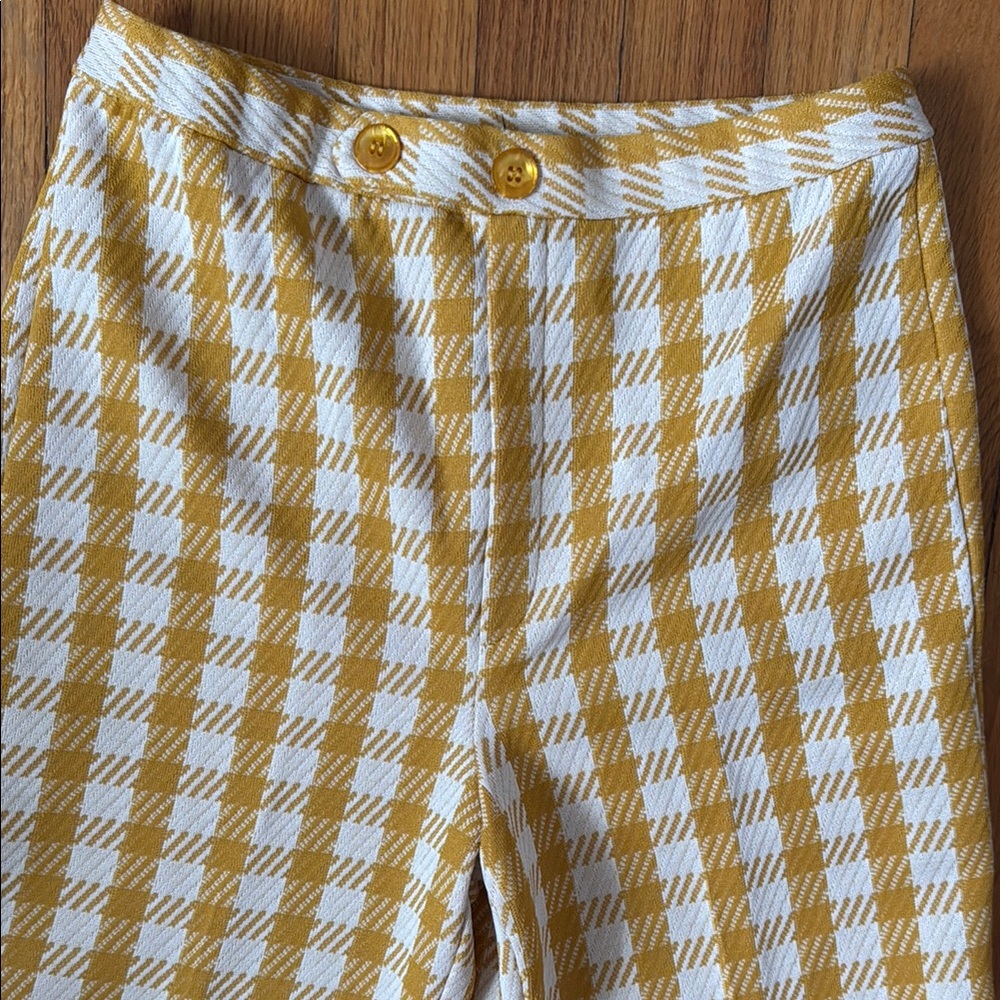 1970s High Rise Stretchy Gingham Pants